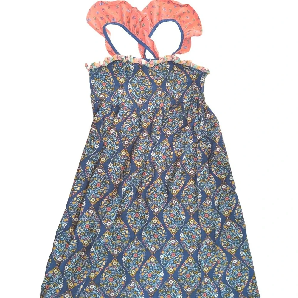 Matilda Jane Girls‎ Blue Floral Striped Ruffle Maxi Dress Size 8 25031D